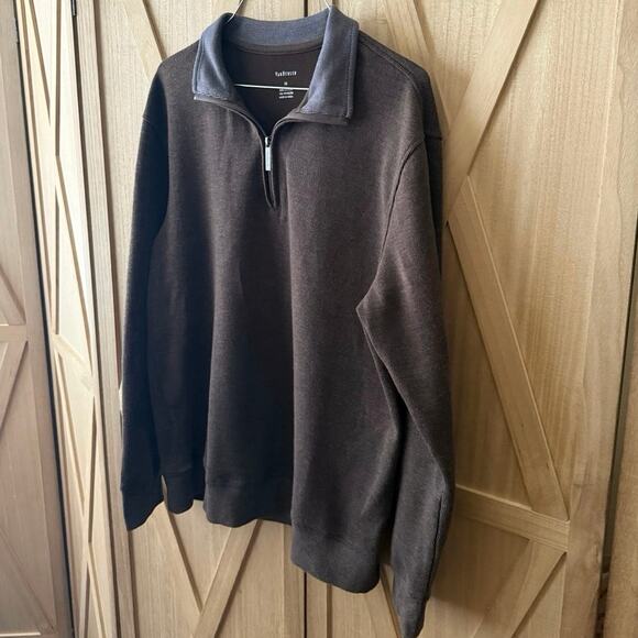 Van Heusen Men’s Brown Pull Over 1/4 Zip Ribbed Sweater - Picture 3 of 8